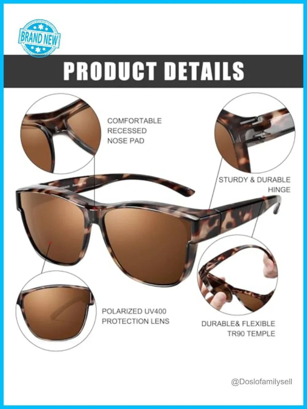 Polarized Sunglasses Fit Over Glasses UV400 TR90 Frame for Men Women